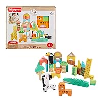 Fisher-Price Toddler Toy Wooden Jungle Blocks 50 Pieces Deals