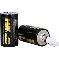 Deals on HW Rechargeable D Cell Batteries 2-Pack with USB-C Cable