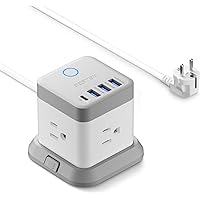 Deals on Bestek European Travel Plug Adapter, 5ft Power Strip w/3 AC Outlets