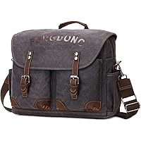 Deals on Mens Messenger Bag 15.6 Inch Vintage Waxed Canvas Briefcase