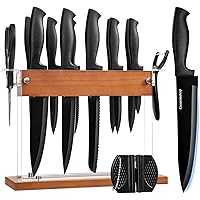 Gourmetop Black Kitchen Knife Set with Block 15-Piece Deals