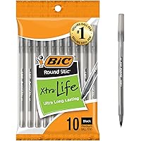 10-Ct BIC Round Stic Xtra Life Black Ballpoint Pens 1.0mm Deals