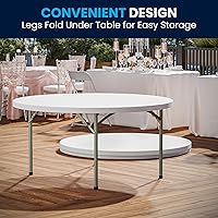Deals on Flash Furniture 5-FT Round White Plastic Folding Banquet Table