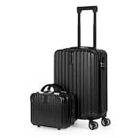 Hikolayae Hard Side Lightweight Suitcase 2pc Carry On Luggage Set Deals