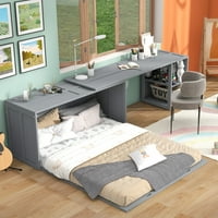 Euroco Queen Size Murphy Bed with Rotable Desk and Shelf Deals