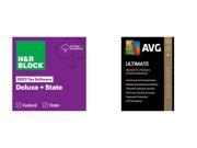 HR Block 2023 Deluxe + State Win Bundle PC/Mac & AVG Ultimate