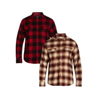 2-pack George Mens Flannel Shirt with Long Sleeves Deals