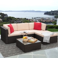 Homall 5 Pieces Patio Furniture Sets Outdoor Sectional Sofa Deals