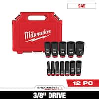 Milwaukee 49-66-7006 SHOCKWAVE 3/8-in Drive SAE 6 Point Socket Set 12PC Deals