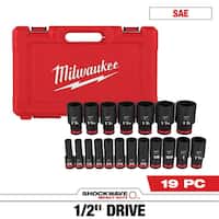 Milwaukee Shockwave 1/2 in. Drive SAE 6 Point Impact Socket Set 19pc Deals