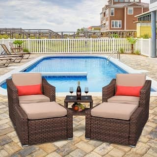 5-Piece Outdoor Brown PE Rattan Conversation Set Deals