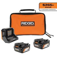 Ridgid 18V Lithium-Ion (2) 4.0 Ah Battery Starter Kit w/Charger & Bag Deals