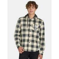 Star Wars Mens Revenge of the Sith Graphic Button-Up Plaid Hoodie Deals